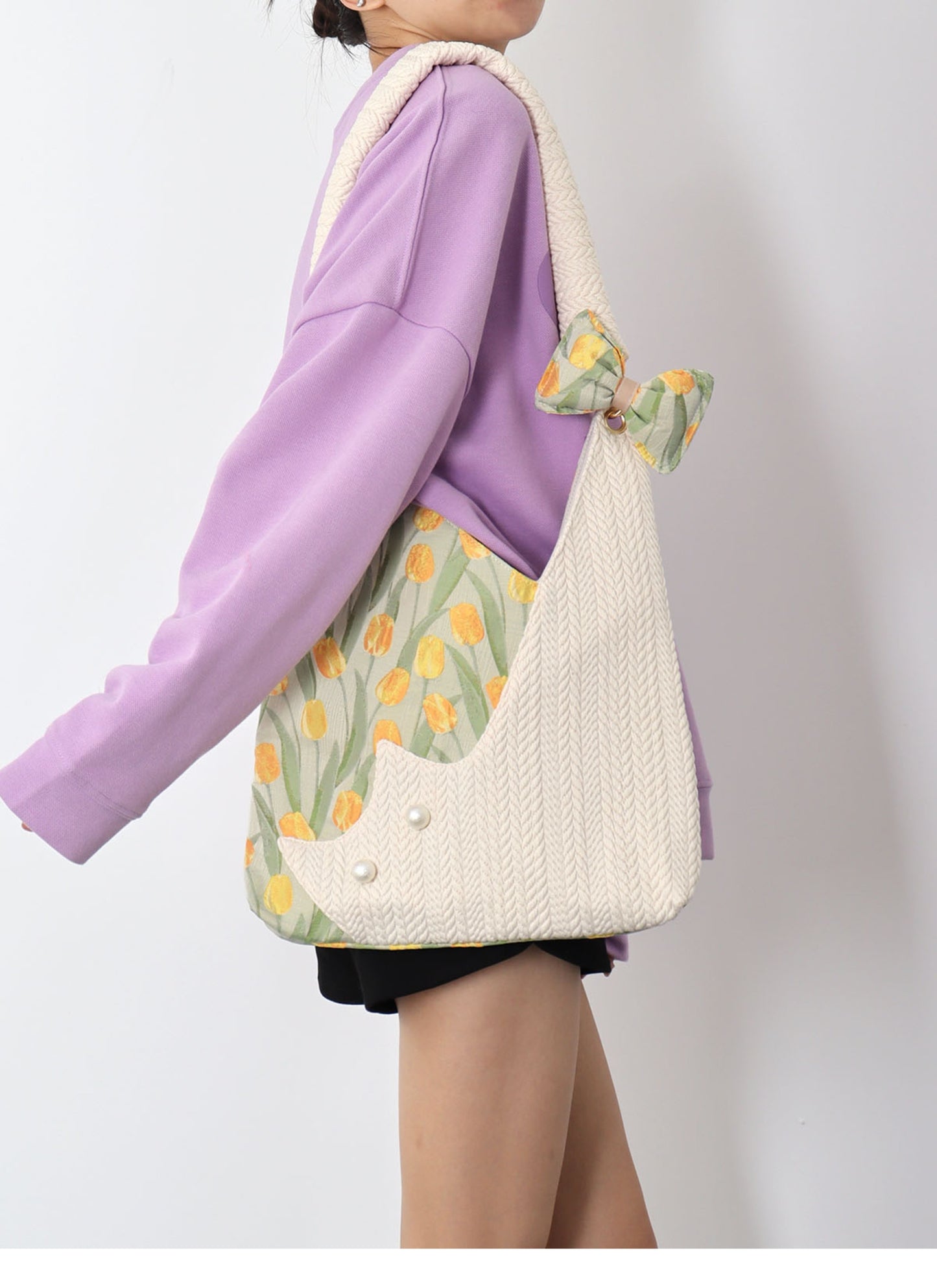 Tulip Cat Bow Shoulder Bag