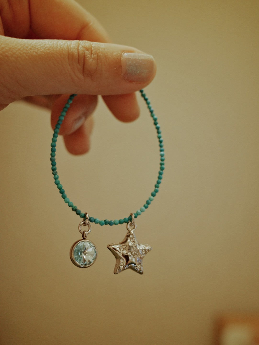 Turquoise Sparkling Star Pendant Bracelet