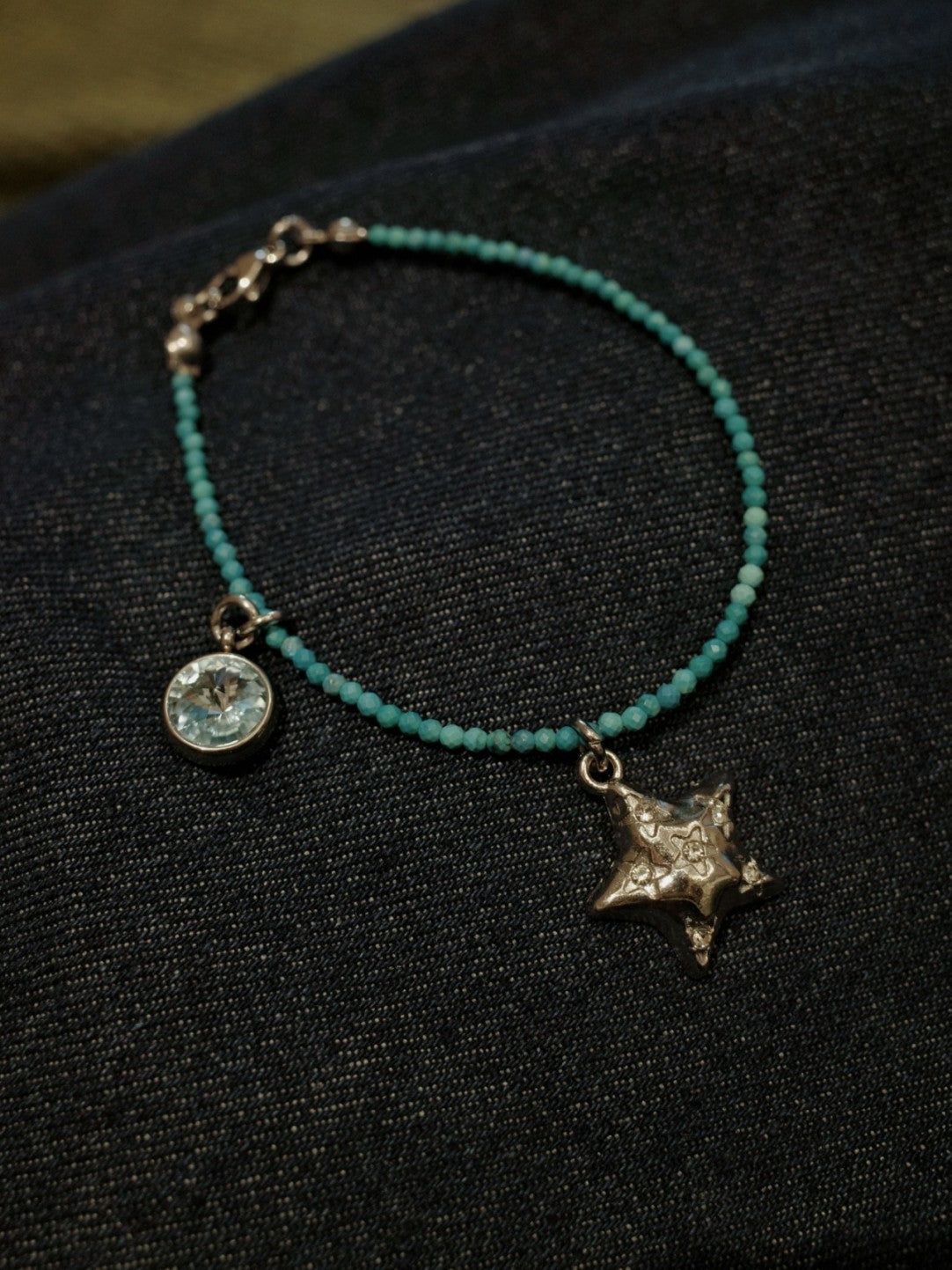 Turquoise Sparkling Star Pendant Bracelet