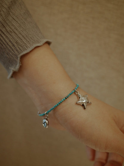 Turquoise Sparkling Star Pendant Bracelet