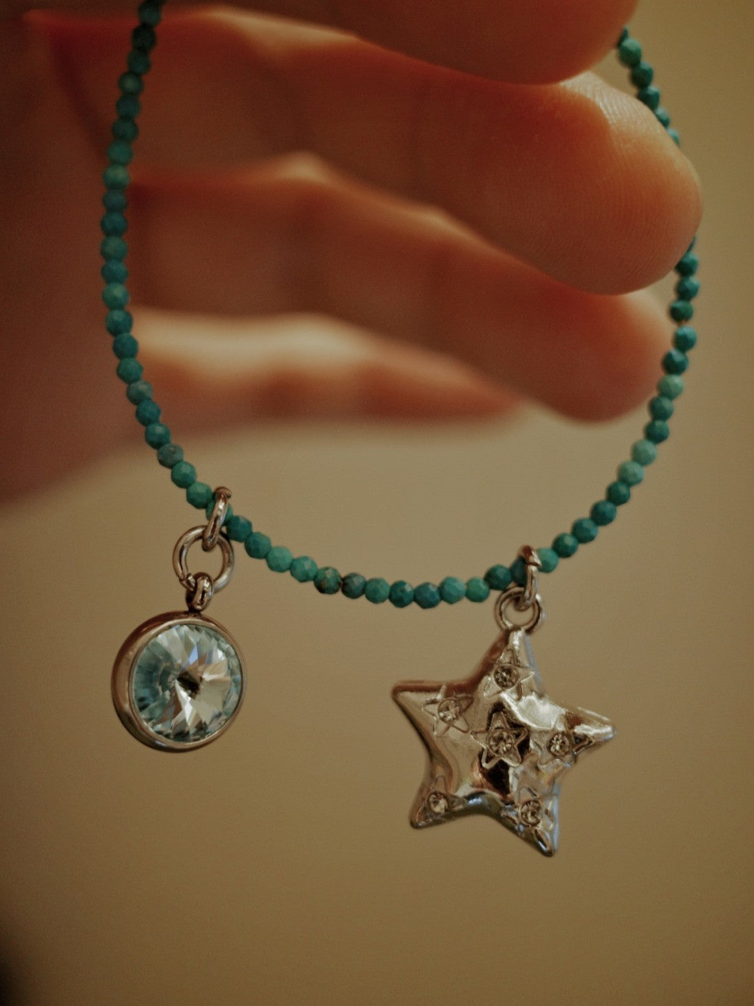 Turquoise Sparkling Star Pendant Bracelet