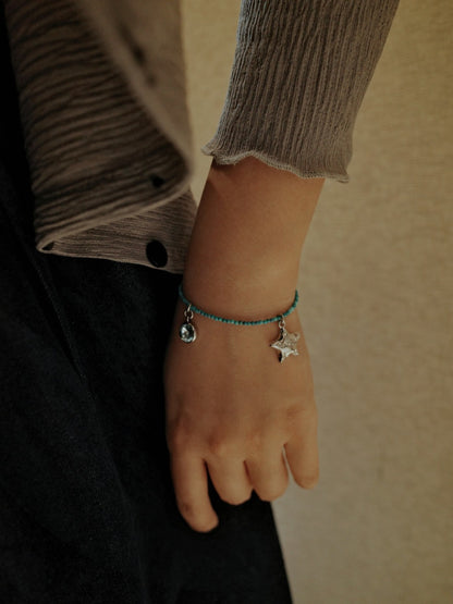 Turquoise Sparkling Star Pendant Bracelet