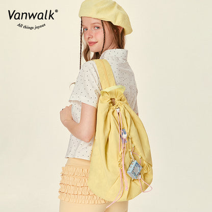 VANWALK Bubble Island Canvas Sling Drawstring Backpack