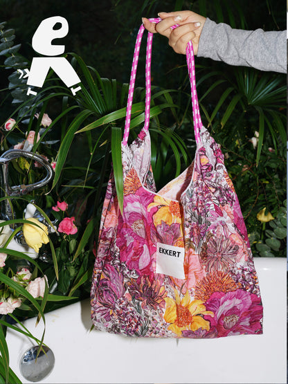 Vibrant Floral Printed Eco-Friendly Drawstring Shoulder Bag