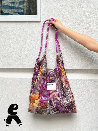 Vibrant Floral Printed Eco-Friendly Drawstring Shoulder Bag