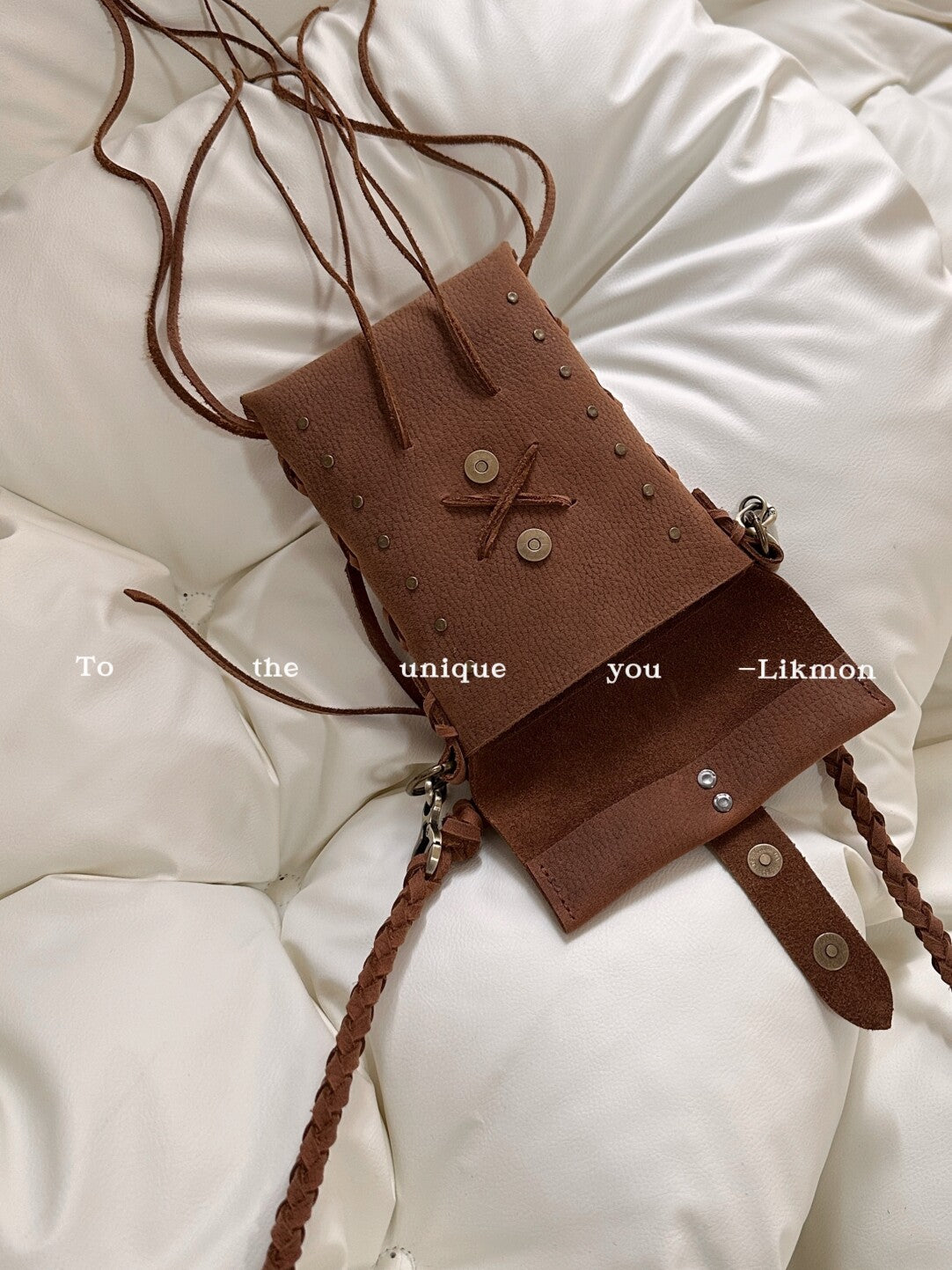 Vintage Leather Tassel Crossbody Phone Bag