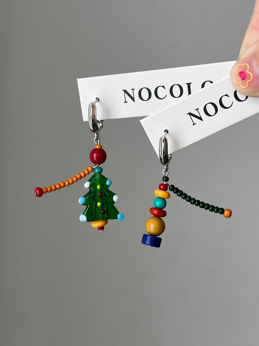 Whimsical Christmas Asymmetric Earrings