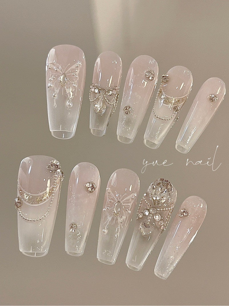 White Butterfly Luxury Press On Nails Set