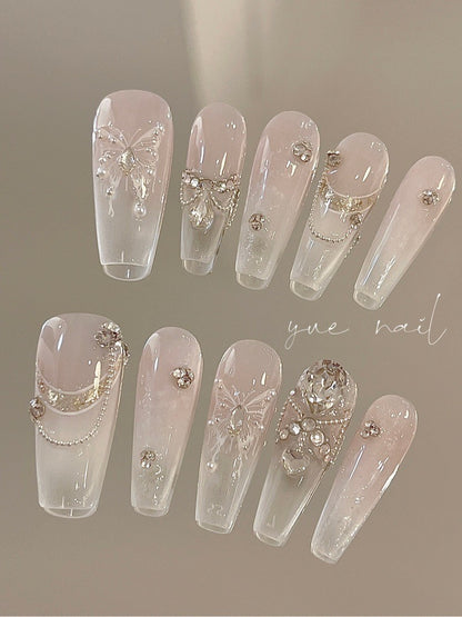 White Butterfly Luxury Press On Nails Set