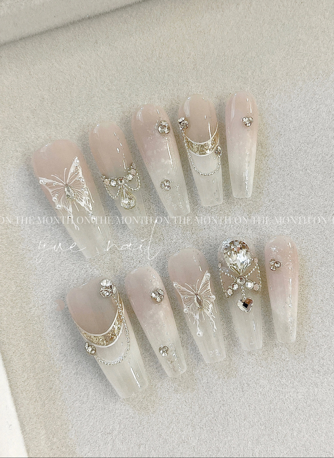 White Butterfly Luxury Press On Nails Set