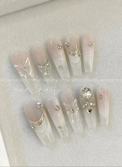 White Butterfly Luxury Press On Nails Set