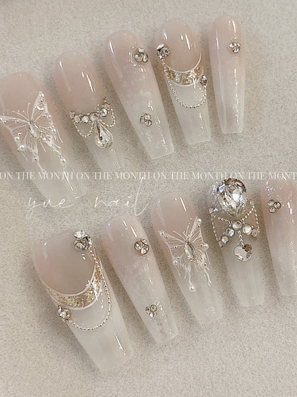 White Butterfly Luxury Press On Nails Set