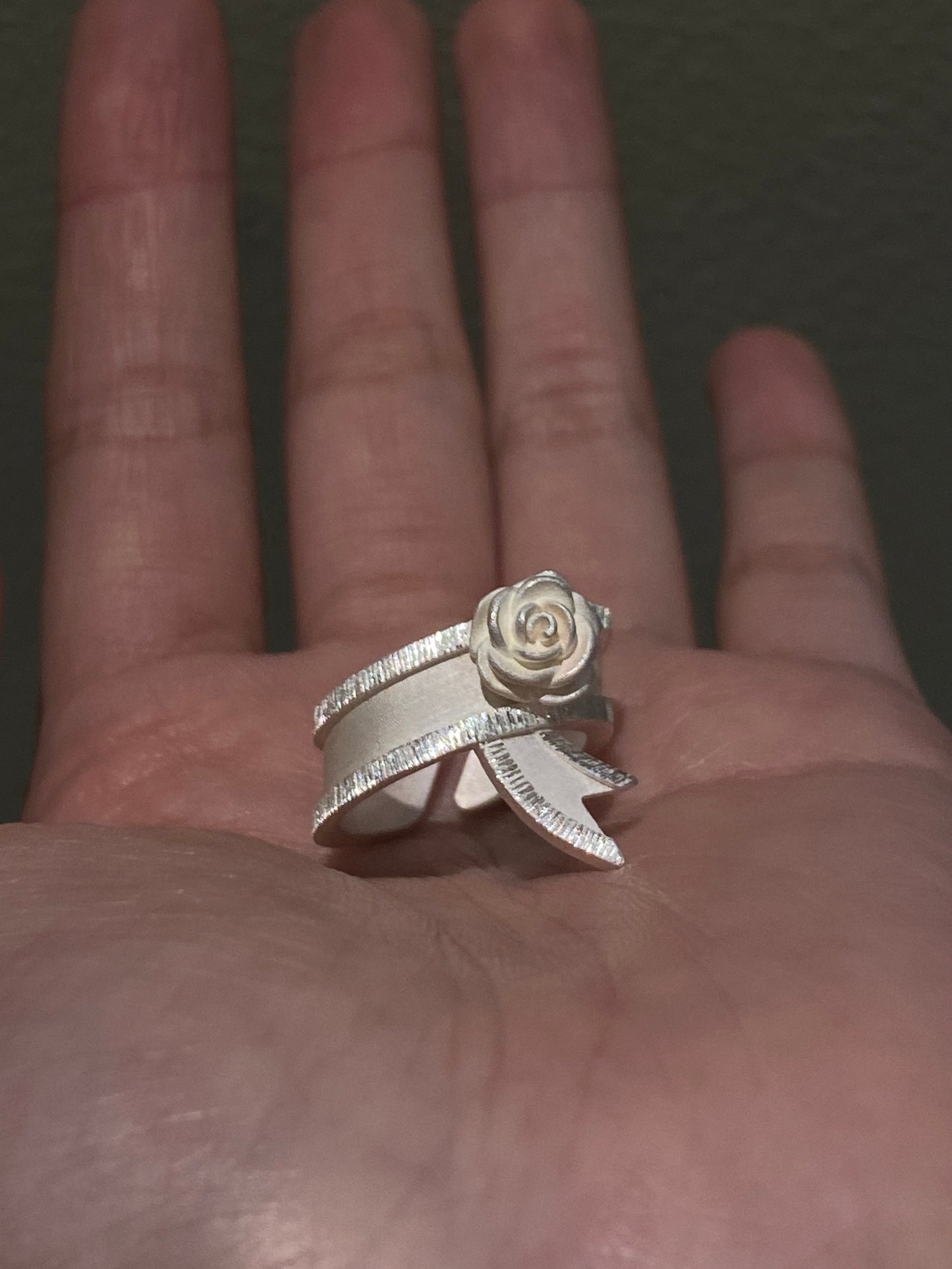 White Rose Silver Ring