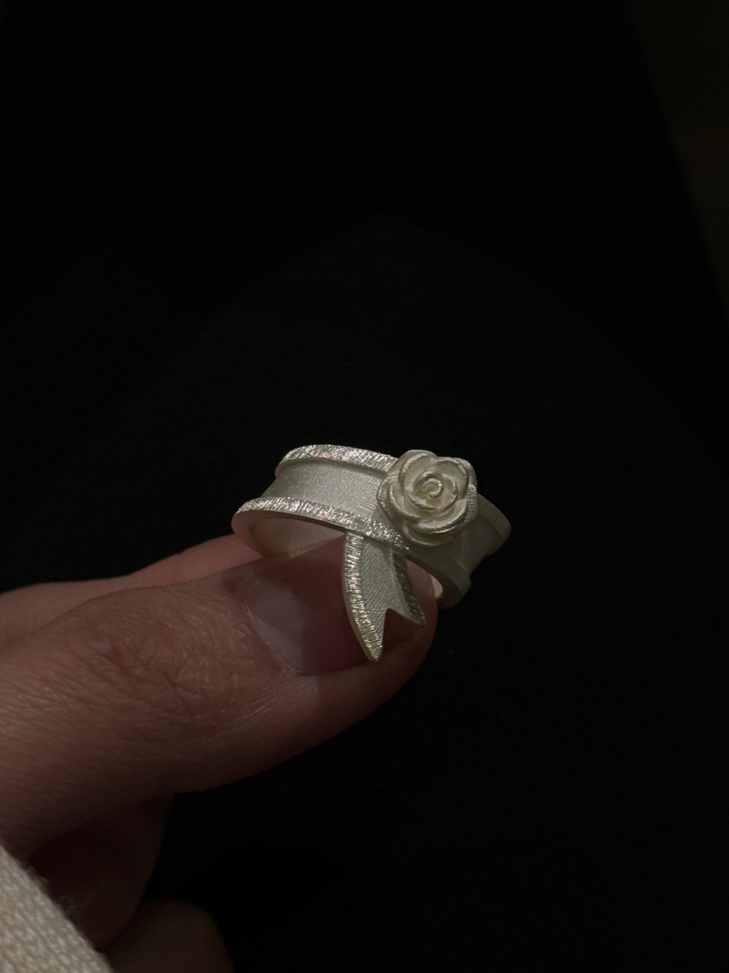 White Rose Silver Ring