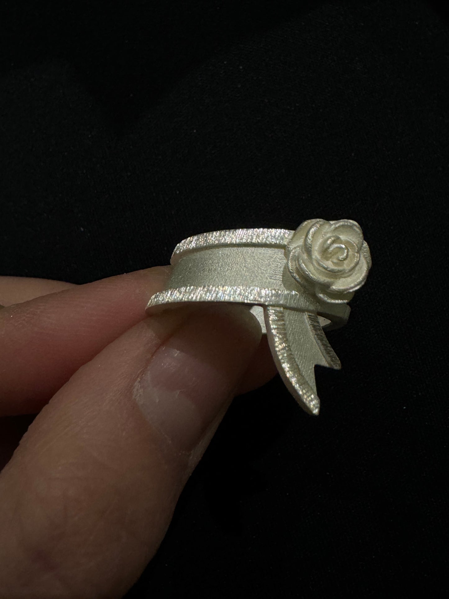 White Rose Silver Ring