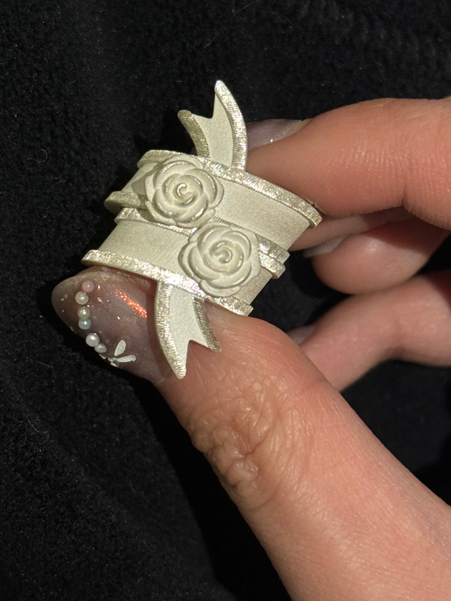 White Rose Silver Ring