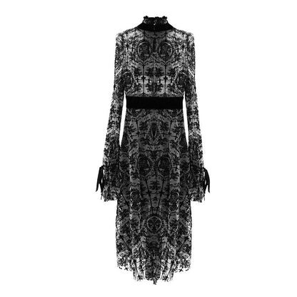 'Wilhelmina' Gothic Floral Mesh Dress