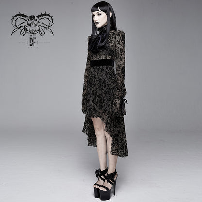 'Wilhelmina' Gothic Floral Mesh Dress