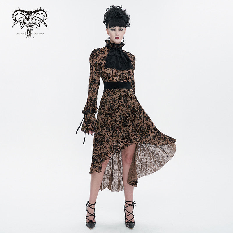 'Wilhelmina' Gothic Floral Mesh Dress