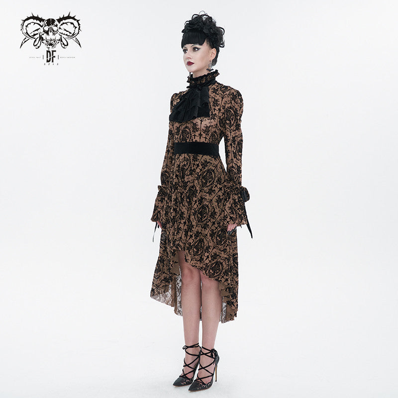 'Wilhelmina' Gothic Floral Mesh Dress