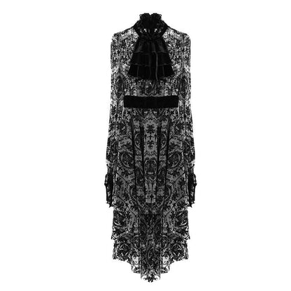 'Wilhelmina' Gothic Floral Mesh Dress