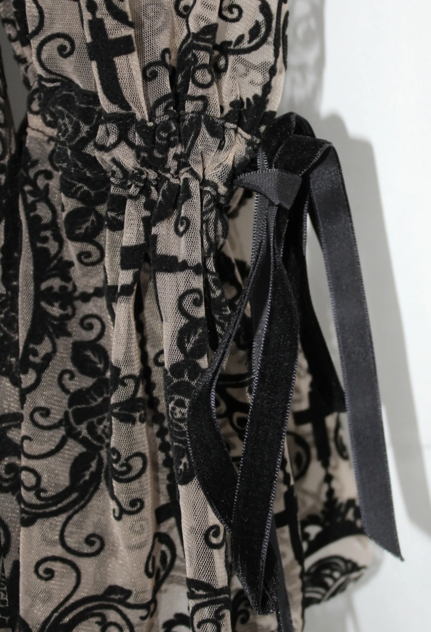 'Wilhelmina' Gothic Floral Mesh Dress