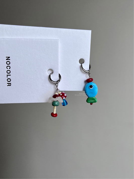 Xmas Fish Asymmetric Earrings