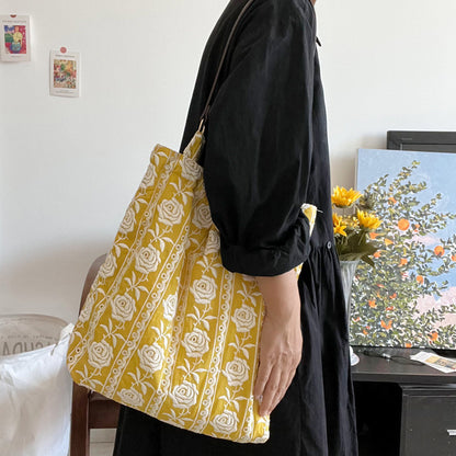 Yellow Rose Embroidered Shoulder Bag