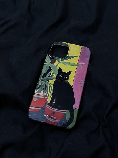 Black Cat Printed Double Layer Phone Case